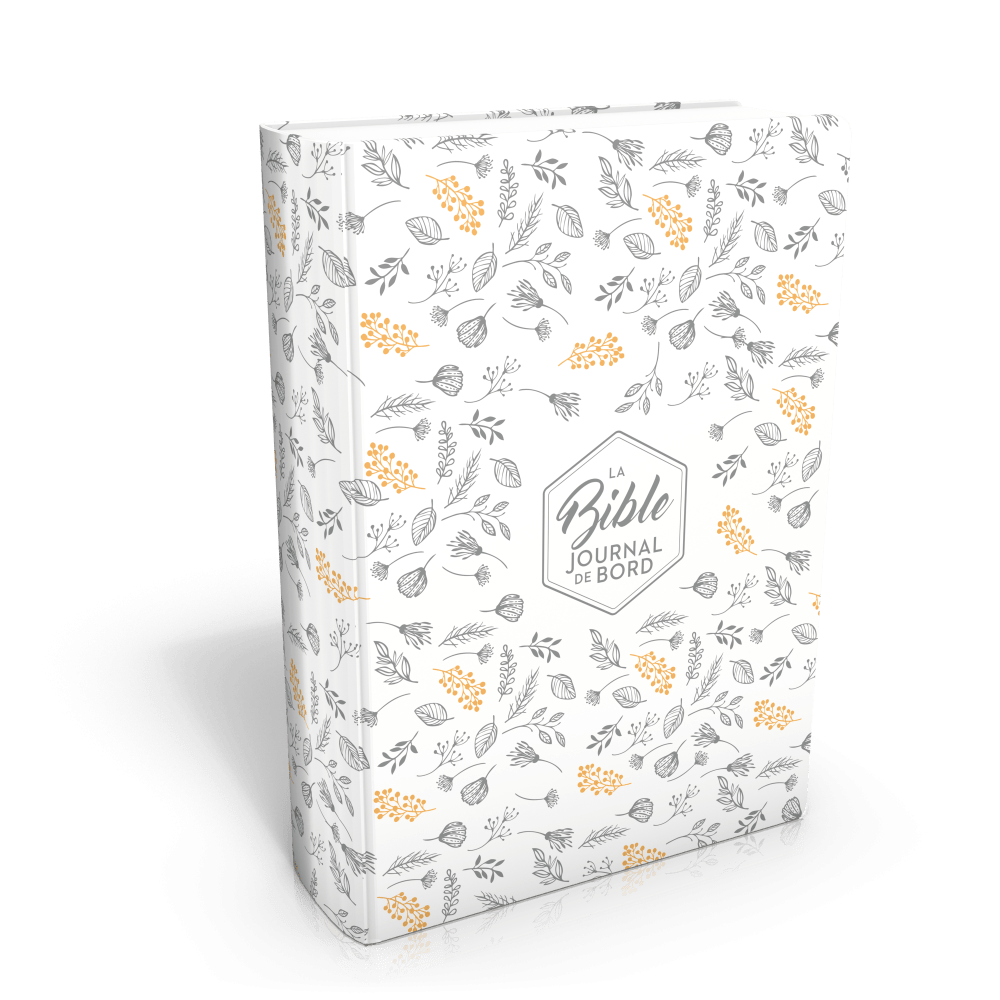 Bible Segond 21 Journal de bord - couverture souple toilée blanc avec motifs dorés