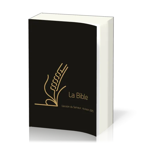 Bible du Semeur 2015 souple cuir noir tranche or rose