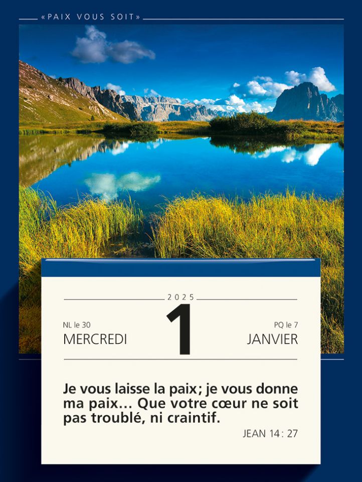 Calendrier Paix vous soit - Gros caractères - 1 verset