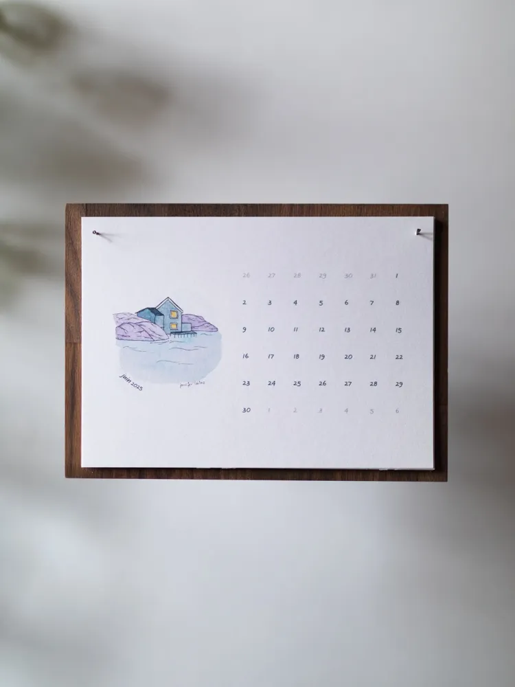 Calendrier Bureau - Support bois - Format A5