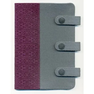 ANGLAIS, BIBLE, NKJV, PETIT FORMAT, SIMILI DUO GRIS/FRAMBOISE AVEC FERMETURE PRESSION