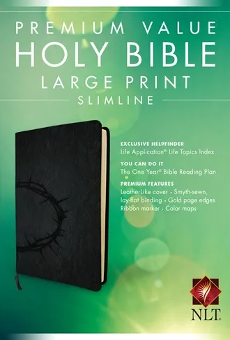 ANGLAIS, BIBLE NLT, SLIMLINE LARGE PRINT (BLACK)