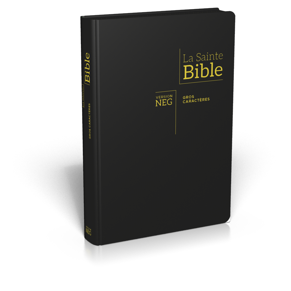 Bible NEG gros caractères fibrocuir noir ferm. éclair tranche or onglets