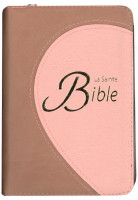 Bible Segond 1910 souple duo saumon rose, tranche or - avec fermeture