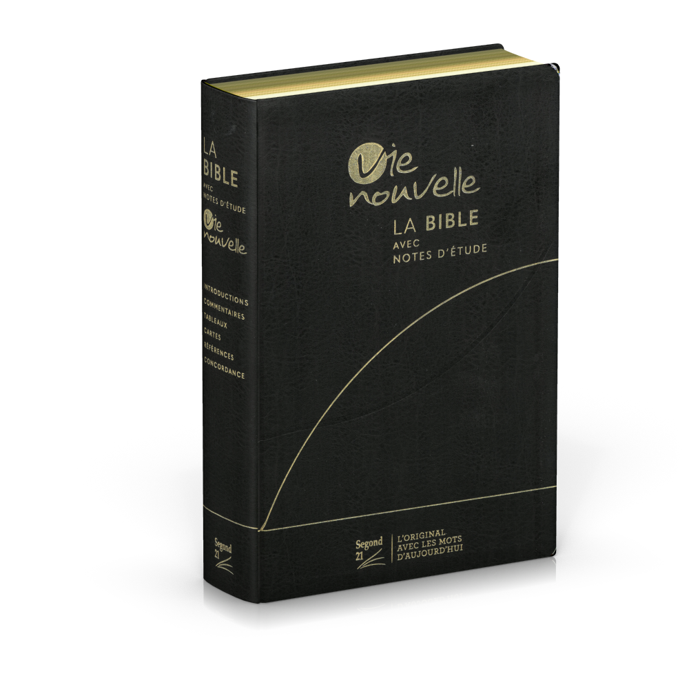 Bible Segond 21 Vie Nouvelle - souple - fibrocuir noir - tranches or avec boitier