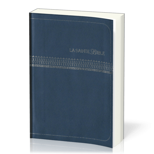 Bible Segond 1910 couverture vinyle marine embossage argent