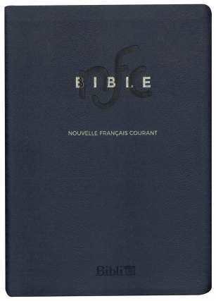 Bible Nouvelle Français courant souple similicuir bleu ferm. éclair tranche or sans deutéro
