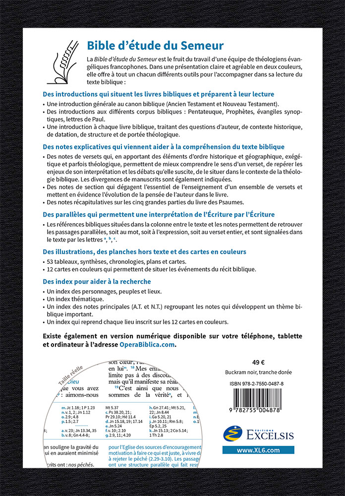 Bible d'étude Semeur 2015 couverture souple noire, tranche dorée